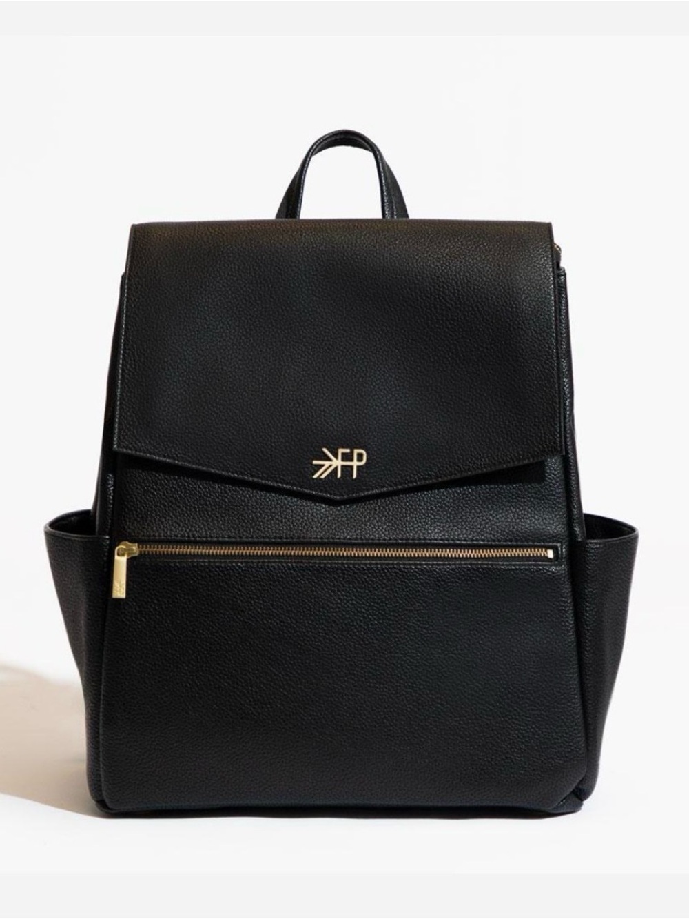 Freshly Picked Black Leather Diaper Backpack